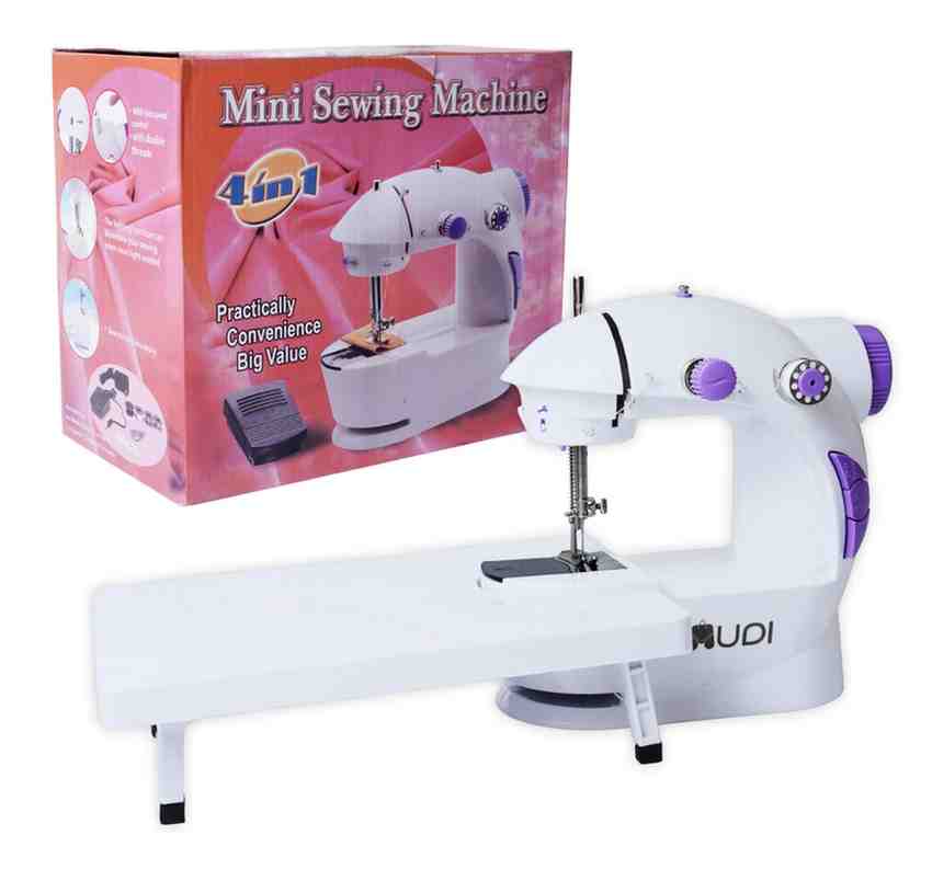 deevudi Mini Sewing Machine for Home Tailoring use | Mini Silai Machine with Sewing Kit Set Sewing Box with Thread Scissors, Needle All in One Sewing Accessories (White & Purple)