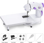 Load image into Gallery viewer, deevudi Mini Sewing Machine for Home Tailoring use | Mini Silai Machine with Sewing Kit Set Sewing Box with Thread Scissors, Needle All in One Sewing Accessories (White &amp; Purple)
