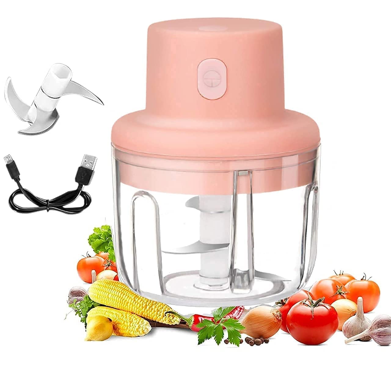 deevudi Mini Usb Wireless Electric Garlic Chopper, Mini Food Chopper Garlic Mincer Blender Meat Grinder Waterproof Rechargeable Food Processor (Electric Mini Garlic Grinder), 45 Watts