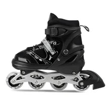 deevudi Inline Skates with PU Flashing Wheel Aluminum Body in-Line Skates with Size Adjustable with LED Flash Lights Set for Boys Kids and Girls Length for Age 7-16 Years (black)