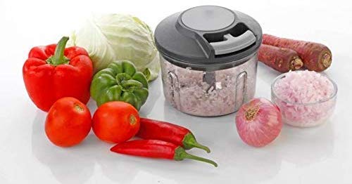 deevudi Plastic Manual Hand Pull Vegetable Chopper Blender with Large Capacity (Black, 650ml)