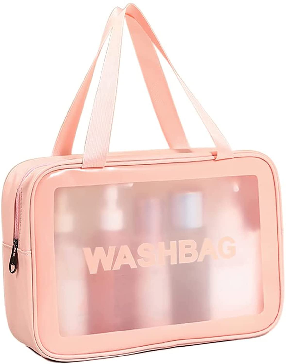 deevudi Clear Toiletry Bag, Wash Make Up Bag PVC Waterproof Zippered Cosmetic Bag, Portable Carry Pouch for Women Men (Set of 3 Bag Black)