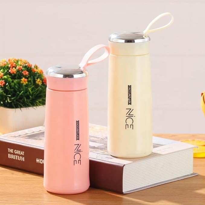 deevudi Perfect Mini Water Bottle | Compact and Convenient Mini Nice Water Bottle | Travel Water Bottle | Glass Liner Creative Water Bottle | Water Bottle with BPA Free Glass (400ml) Assorted Colours