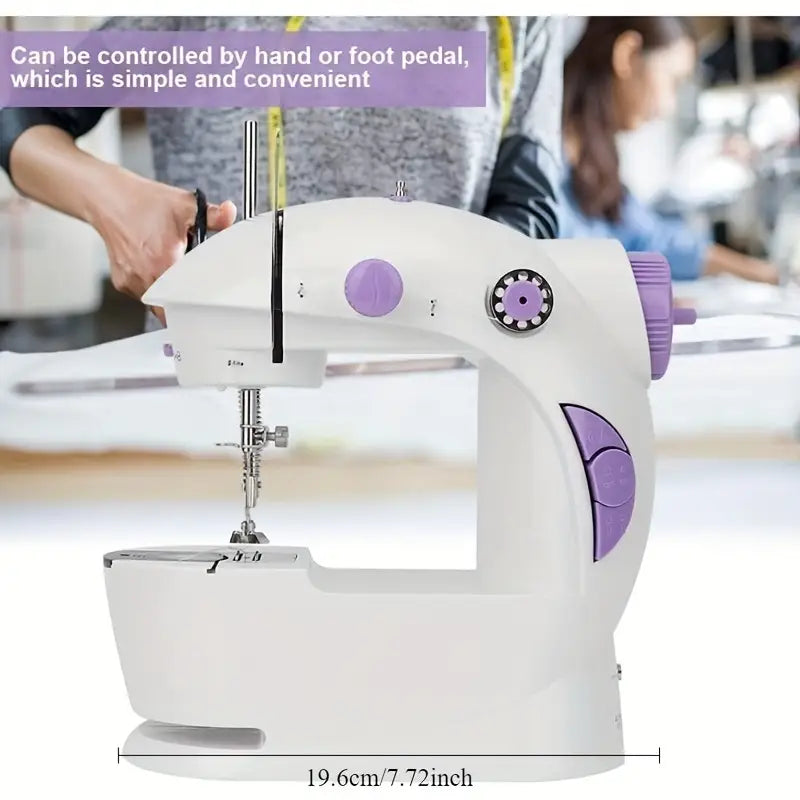 Deevudi Mini Sewing Machine for Home Tailoring use | Mini Silai Machine with Sewing Kit Set (White & Purple)