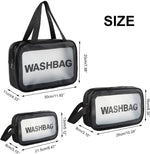 Load image into Gallery viewer, deevudi Clear Toiletry Bag, Wash Make Up Bag PVC Waterproof Zippered Cosmetic Bag, Portable Carry Pouch for Women Men (Set of 3 Bag Black)
