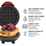 Load image into Gallery viewer, deevudi Waffle Maker, Waffle Maker Machine, Waffles Maker, Mini Waffle Maker, Waffle Machine, Waffle Iron, Waffles Maker Machine, Mini waffle Maker for Home, Waffle Maker Electric, Waffle Maker (Red)
