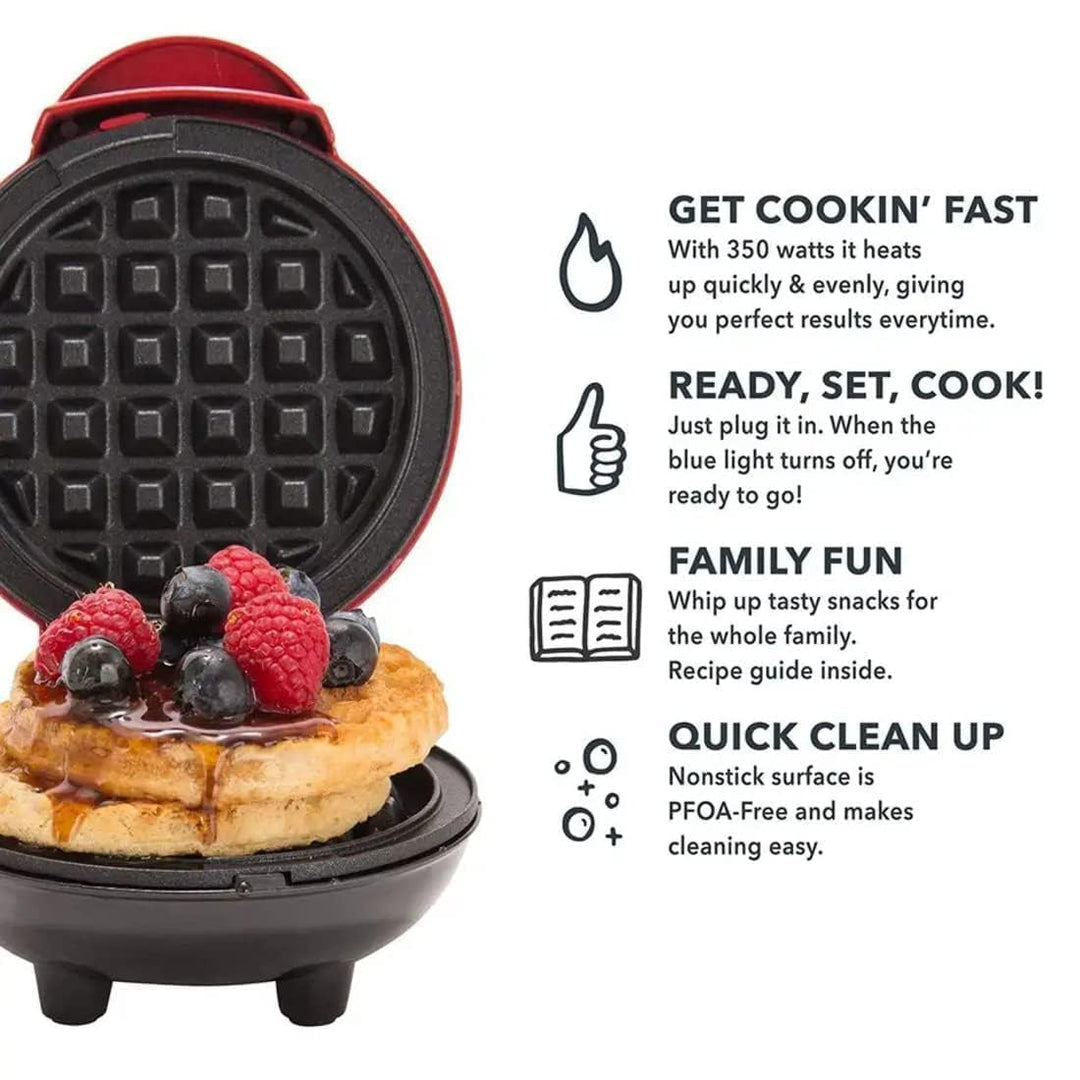 deevudi Waffle Maker, Waffle Maker Machine, Waffles Maker, Mini Waffle Maker, Waffle Machine, Waffle Iron, Waffles Maker Machine, Mini waffle Maker for Home, Waffle Maker Electric, Waffle Maker (Red)