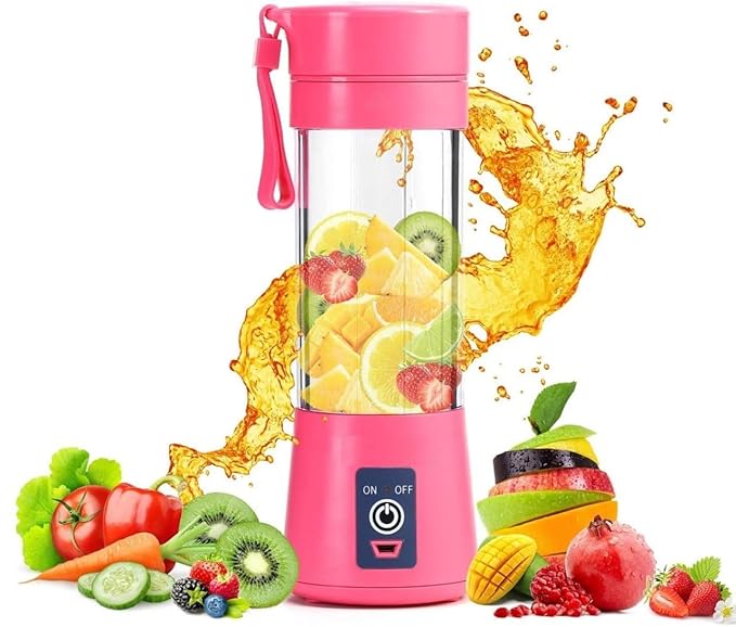 deevudi USB Portable & Rechargeable Electric USB 6 Blades Juice Cup Maker Juicer Bottle Blender Grinder Fruit Mixer, Bottle for Home and Travel 380 ml (Multi color)