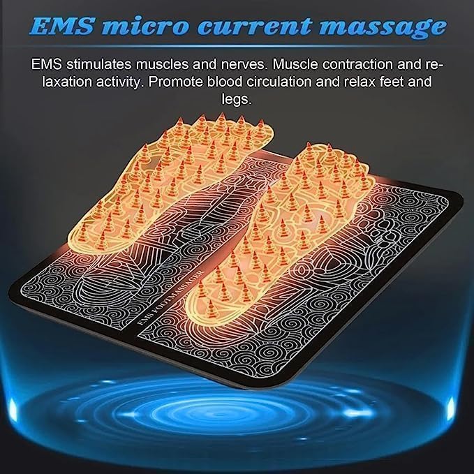 deevudi Relax & Rejuvenate: EMS Foot Massager Mat Electric - Pain Relief for Legs & Feet | Home Foot Spa Massager | Rechargeable EMS Foot massager mat, Massage Therapy for Foot