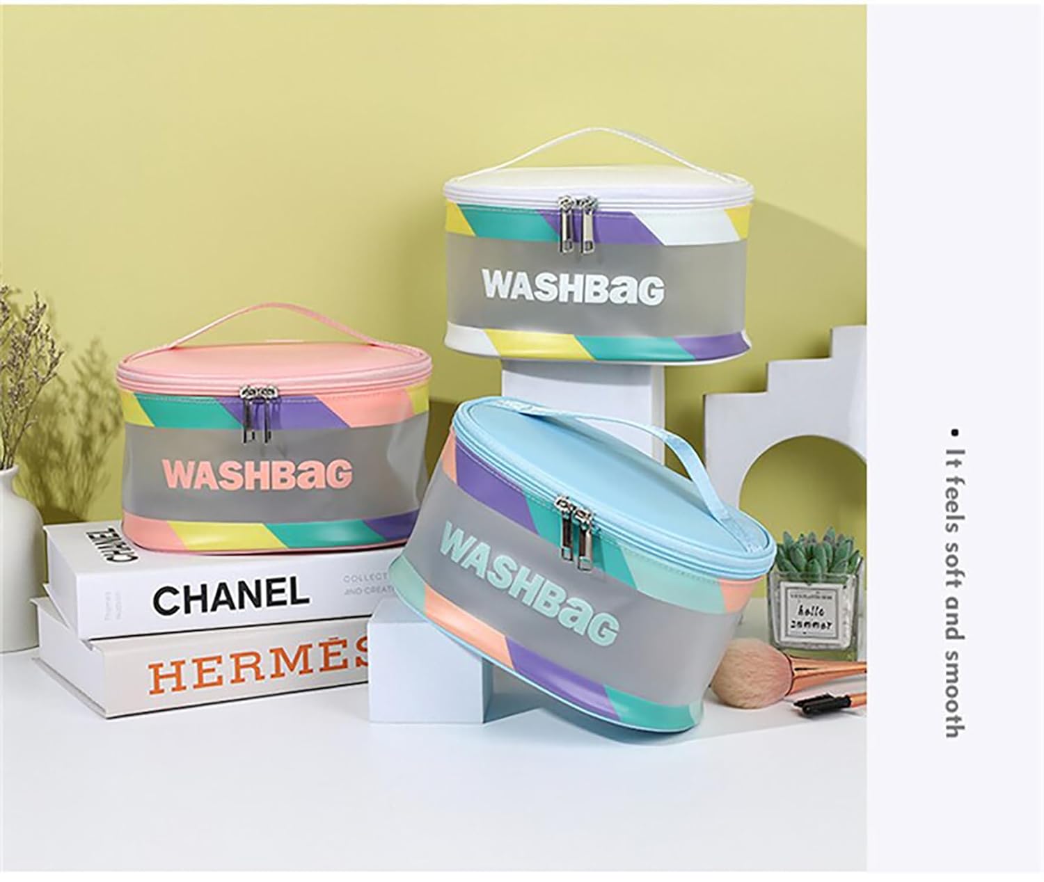 deevudi Clear Toiletry Bag, Wash Make Up Bag PVC Waterproof Zippered Cosmetic Bag, Portable Carry Pouch for Women Men (Set of 3 Bag Black)