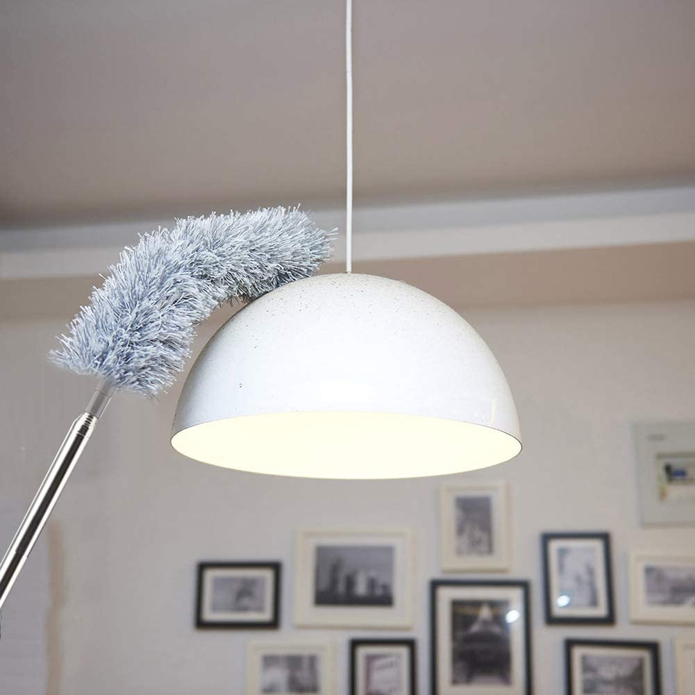 deevudi Upgraded Long handle Microfiber Feather ceiling Duster for Dust cleaning with extendable Pole 30-100 Inch with anti scratch Bendable Head brush for Cleaning High Cobweb stick high Ceiling Fan