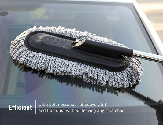 Splendid Super Soft Microfiber Car Duster Exterior with Extendable Handle, Car Brush Duster for Car Cleaning Dusting - Grey