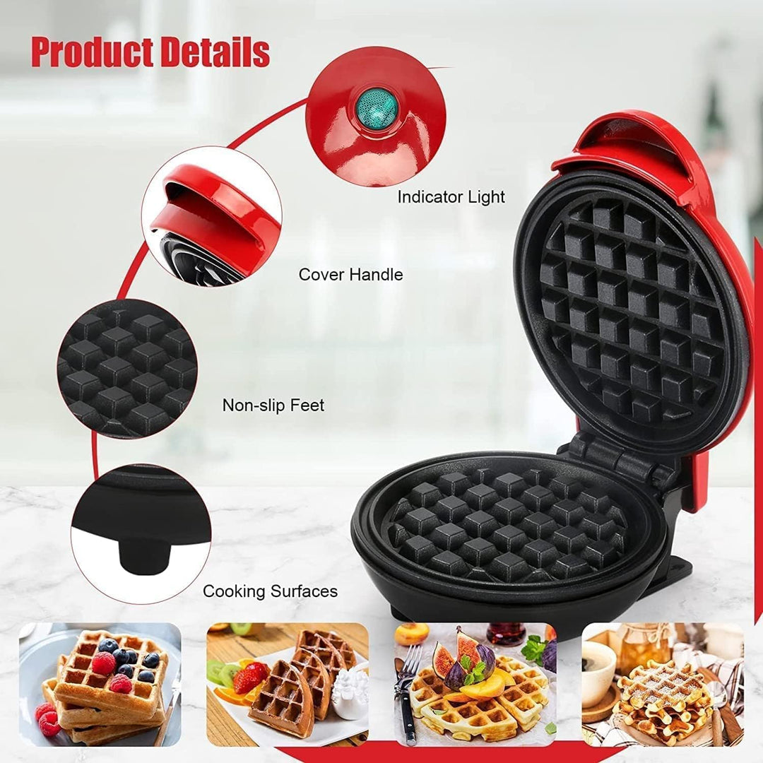 deevudi Waffle Maker, Waffle Maker Machine, Waffles Maker, Mini Waffle Maker, Waffle Machine, Waffle Iron, Waffles Maker Machine, Mini waffle Maker for Home, Waffle Maker Electric, Waffle Maker (Red)