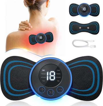 deevudi Mini Body Massager With 8 Modes&19 Strength Levels, Wireless Portable Neck Massager, Rechargeable Electric Massager Sticker, Body Massager Patch (Buttrefly pattern)