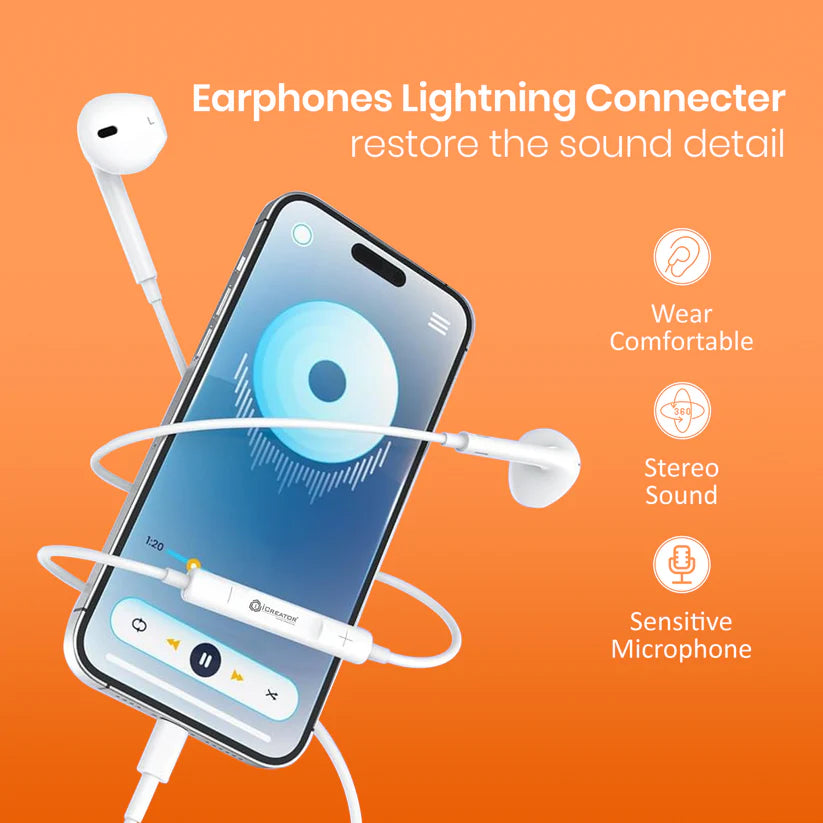 OG Series Earphone Lightning Connector With Stereo Sound & Sensitive Microphone