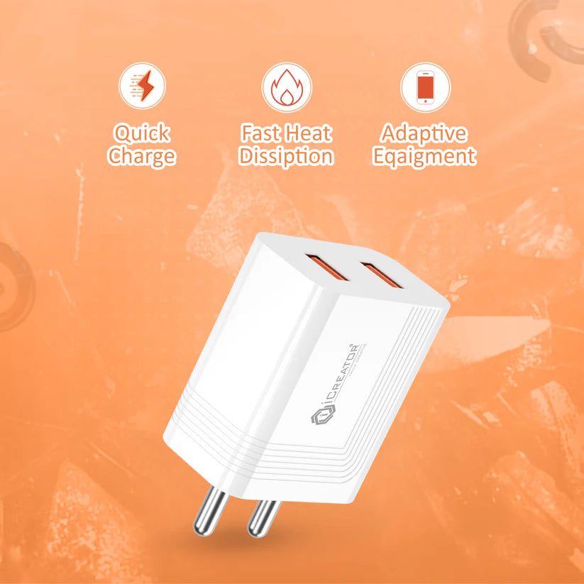 Quick Series 15W Fast Charger with Dual USB Port
