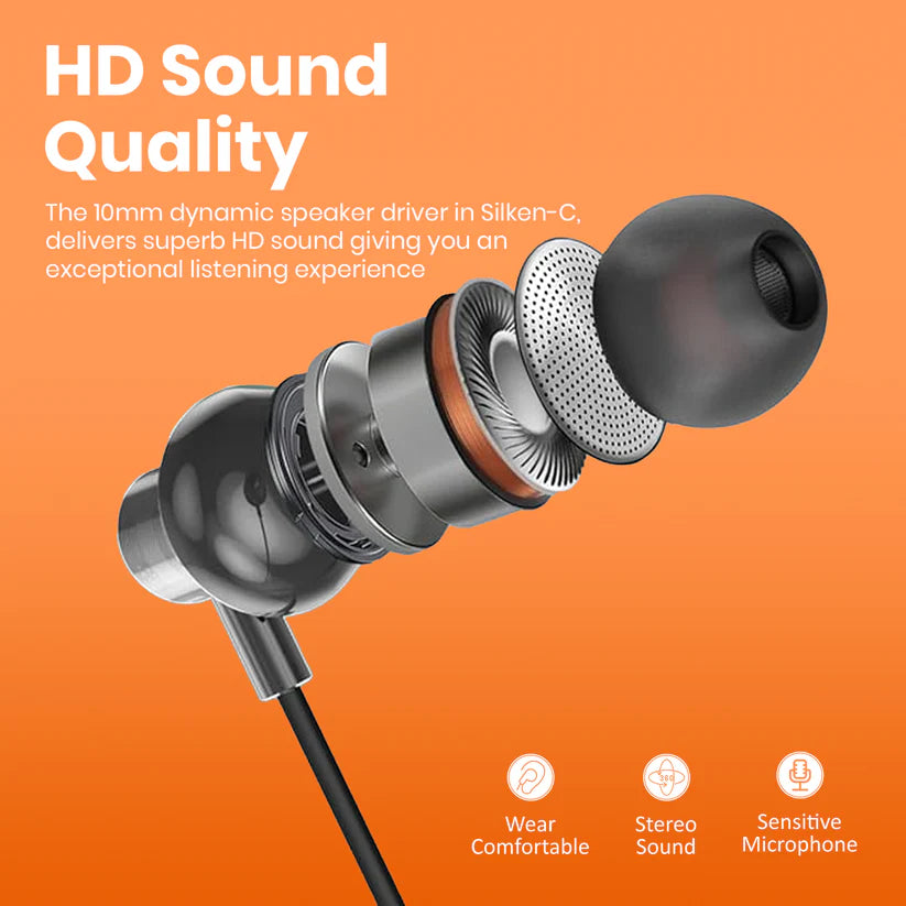 Support Series Stereo Earphone With Type C Jack & 360 Surround Sound