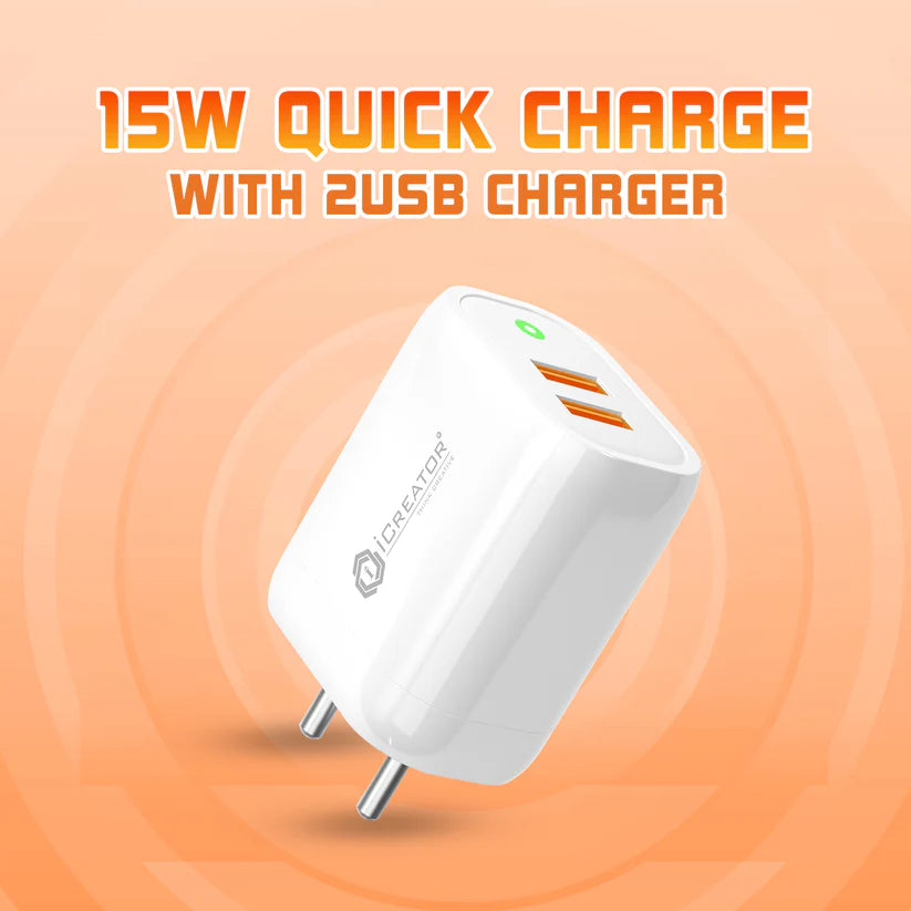 Tank Series 15W Quick Charge With 2USB Chager