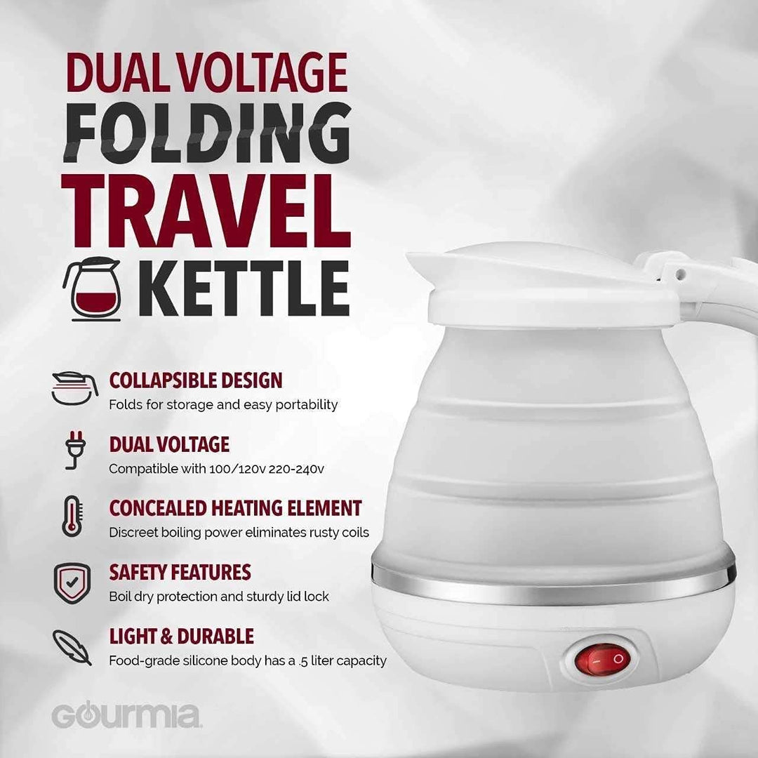 deevudi Travel Folding Electric Kettle, Fast Boiling, Beautiful Design Collapsible, Portable Electric Kettle, 600ml Boil Dry Protection, 100-240V Food Grade Silicone Foldable Kettle